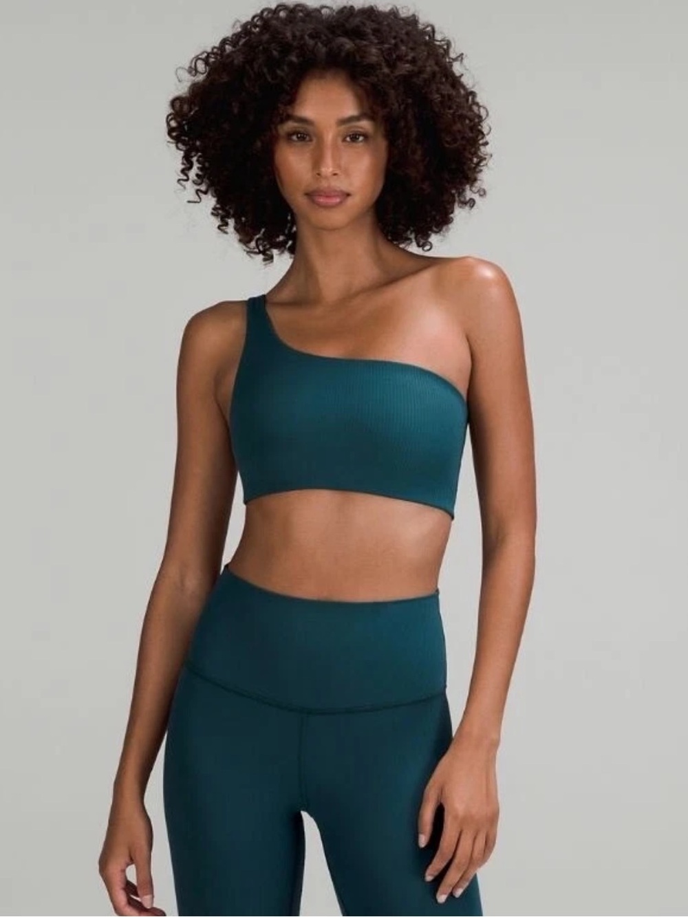 New Lululemon ribbed Nulu asymmetrical yoga bra in GREEN JASPER size 8
